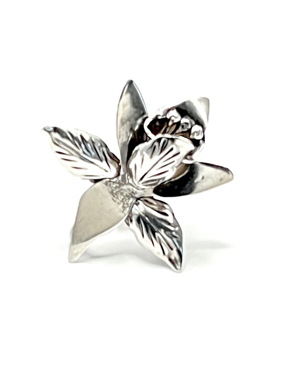 Vintage Taxco Sterling Silver Cymbidium Orchid Earrings Mexico Eagle 3 - Picture 4 of 8